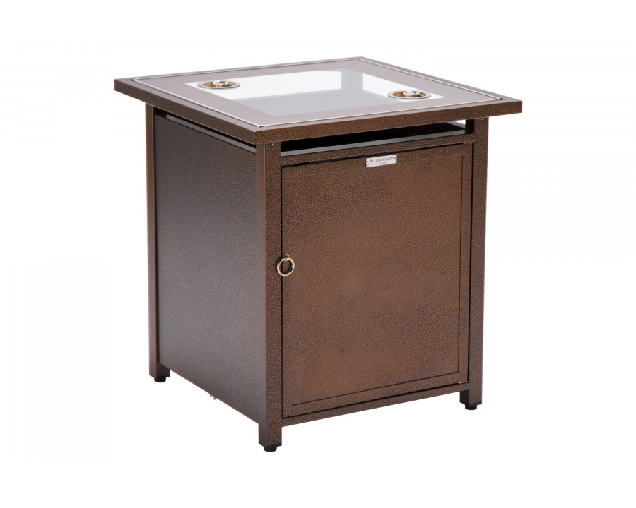 LeisureMod Walbrooke Modern Square Tank Holder Table with Tempered Glass Top and Powder Coated Aluminum - Brown