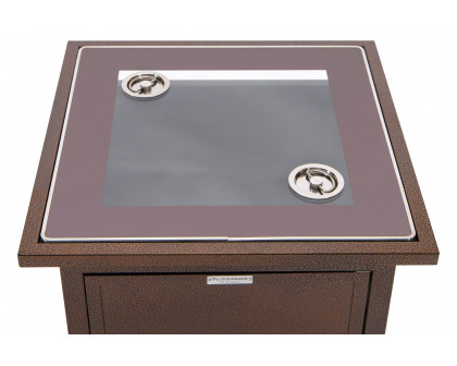 LeisureMod Walbrooke Modern Square Tank Holder Table with Tempered Glass Top and Powder Coated Aluminum - Brown