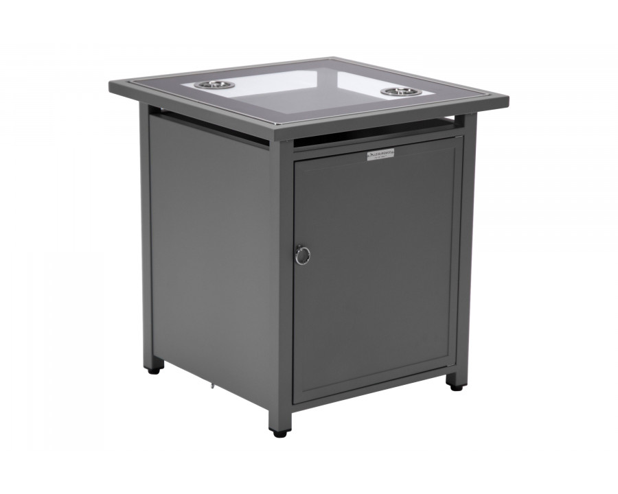 LeisureMod Walbrooke Modern Square Tank Holder Table with Tempered Glass Top and Powder Coated Aluminum - Gray