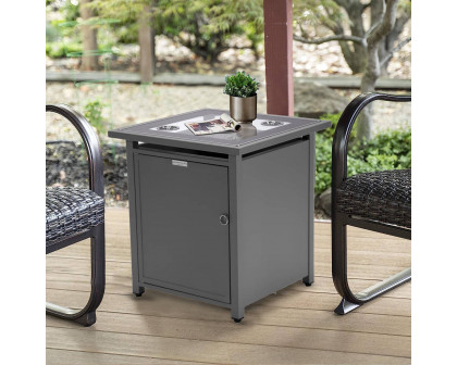 LeisureMod Walbrooke Modern Square Tank Holder Table with Tempered Glass Top and Powder Coated Aluminum - Gray