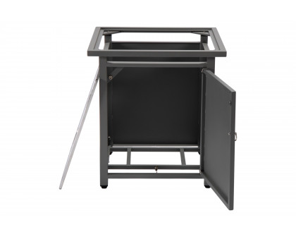 LeisureMod Walbrooke Modern Square Tank Holder Table with Tempered Glass Top and Powder Coated Aluminum - Gray