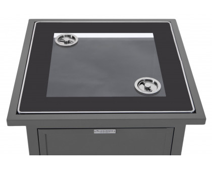 LeisureMod Walbrooke Modern Square Tank Holder Table with Tempered Glass Top and Powder Coated Aluminum - Gray