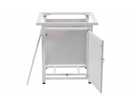 LeisureMod Walbrooke Modern Square Tank Holder Table with Tempered Glass Top and Powder Coated Aluminum - White