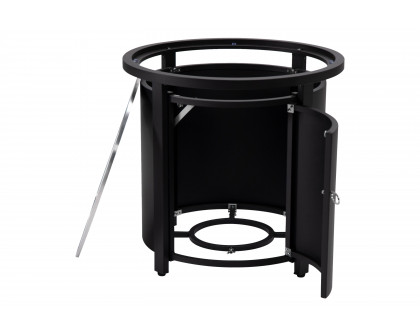 LeisureMod Walbrooke Modern Round Tank Holder Table with Tempered Glass Top and Powder Coated Aluminum - Black