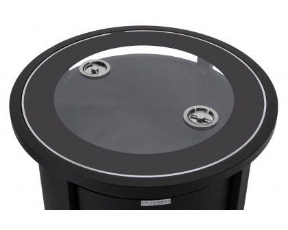 LeisureMod Walbrooke Modern Round Tank Holder Table with Tempered Glass Top and Powder Coated Aluminum - Black