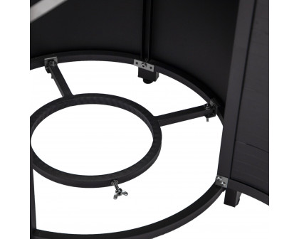 LeisureMod Walbrooke Modern Round Tank Holder Table with Tempered Glass Top and Powder Coated Aluminum - Black