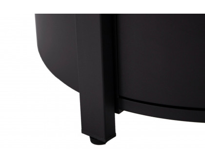 LeisureMod Walbrooke Modern Round Tank Holder Table with Tempered Glass Top and Powder Coated Aluminum - Black