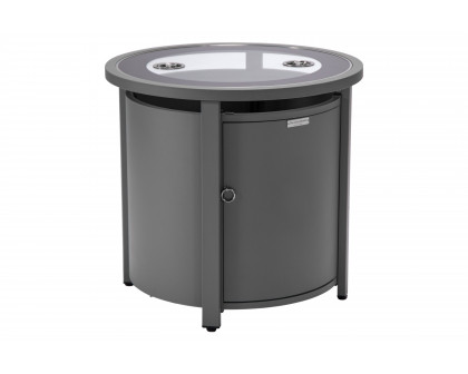 LeisureMod - Walbrooke Modern Round Tank Holder Table with Tempered Glass Top and Powder Coated Aluminum