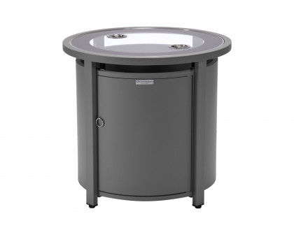 LeisureMod Walbrooke Modern Round Tank Holder Table with Tempered Glass Top and Powder Coated Aluminum - Gray