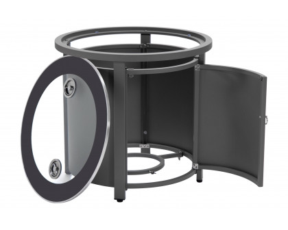 LeisureMod Walbrooke Modern Round Tank Holder Table with Tempered Glass Top and Powder Coated Aluminum - Gray