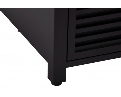 LeisureMod Walbrooke Modern Square Tank Holder Table with Tempered Glass Top and Powder Coated Aluminum Slats - Black