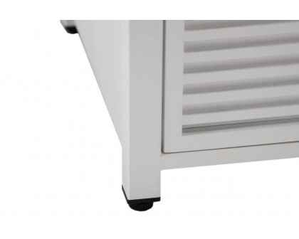 LeisureMod Walbrooke Modern Square Tank Holder Table with Tempered Glass Top and Powder Coated Aluminum Slats - White