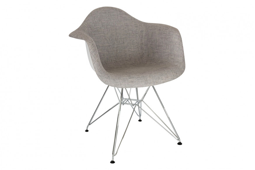 LeisureMod™ Willow Fabric Eiffel Accent Chair with Chrome Base - Gray