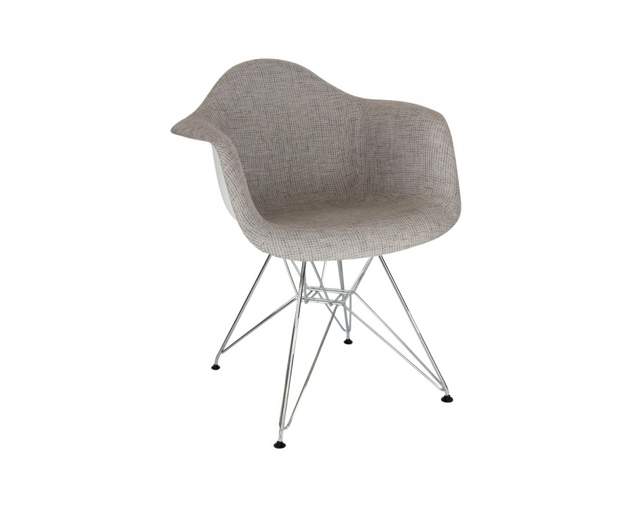 LeisureMod Willow Fabric Eiffel Accent Chair with Chrome Base - Gray