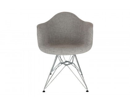 LeisureMod™ Willow Fabric Eiffel Accent Chair with Chrome Base - Gray