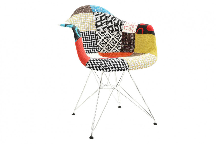 LeisureMod™ Willow Fabric Eiffel Accent Chair with Chrome Base - Multi