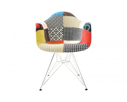 LeisureMod™ Willow Fabric Eiffel Accent Chair with Chrome Base - Multi