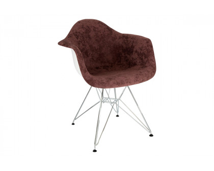 LeisureMod Willow Fabric Eiffel Accent Chair with Chrome Base