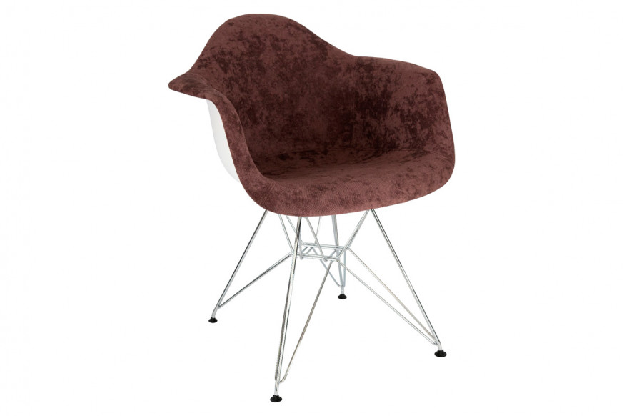 LeisureMod™ Willow Velvet Eiffel Chrome Base Accent Chair - Coffee Brown