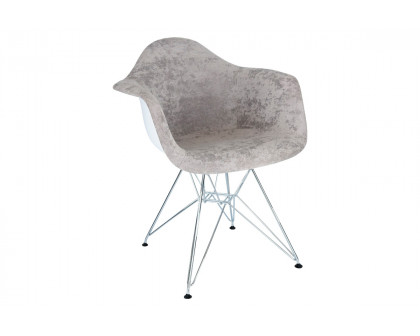 LeisureMod Willow Fabric Eiffel Accent Chair with Chrome Base