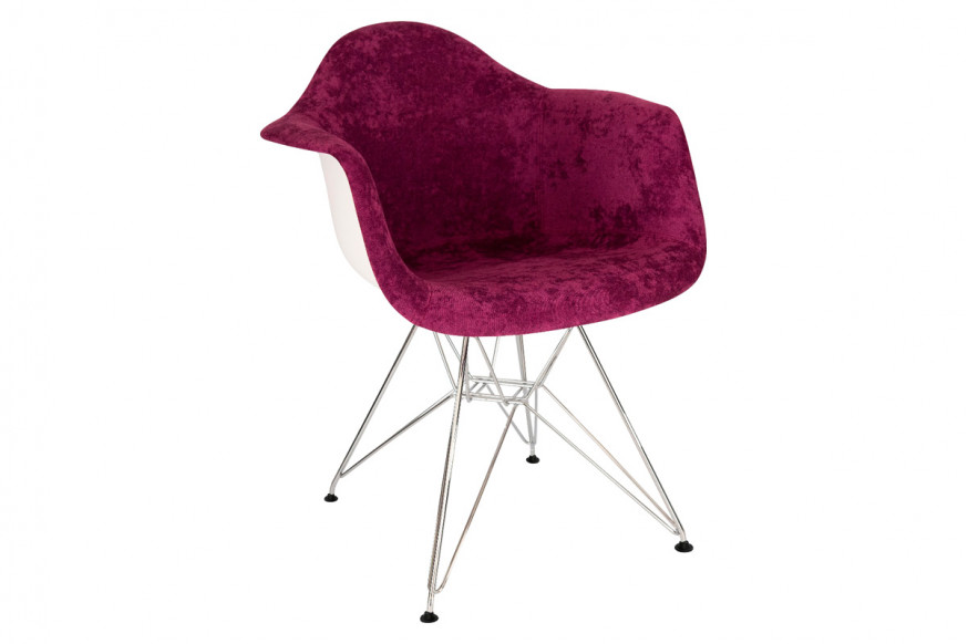 LeisureMod™ Willow Velvet Eiffel Chrome Base Accent Chair - Purple