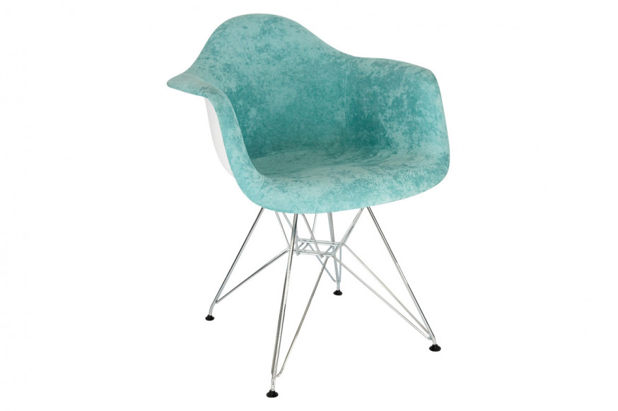 LeisureMod™ Willow Velvet Eiffel Chrome Base Accent Chair - Teal