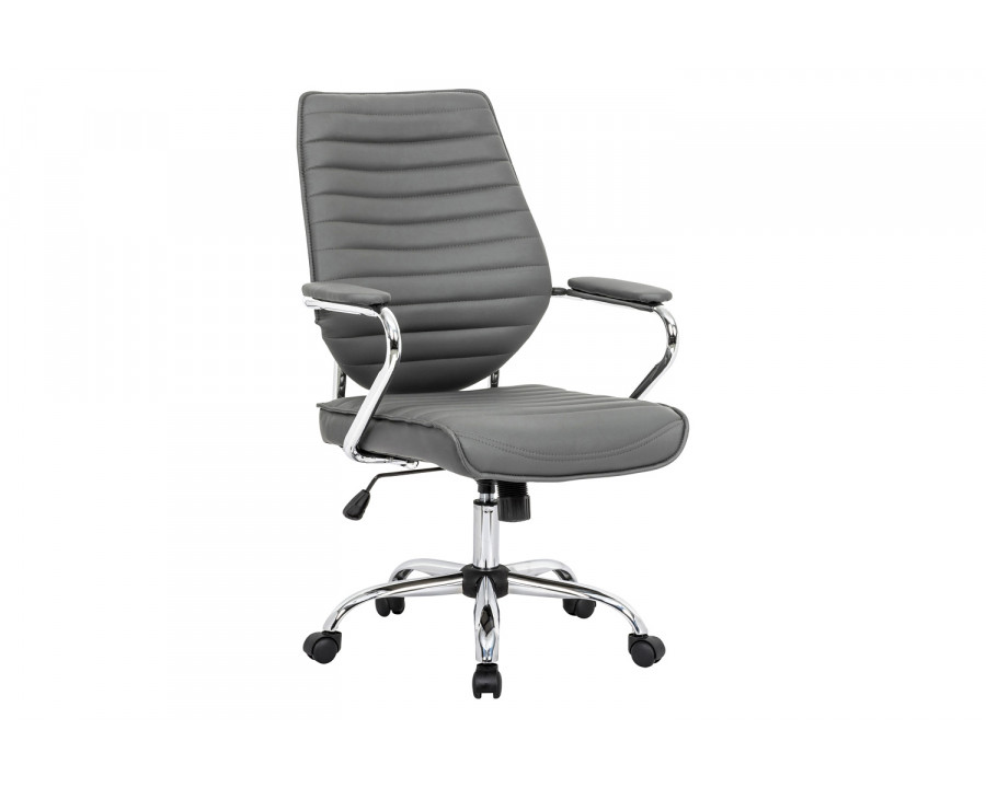 LeisureMod Winchester Leatherette Office Chair - Gray