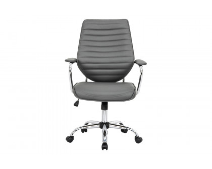 LeisureMod Winchester Leatherette Office Chair - Gray