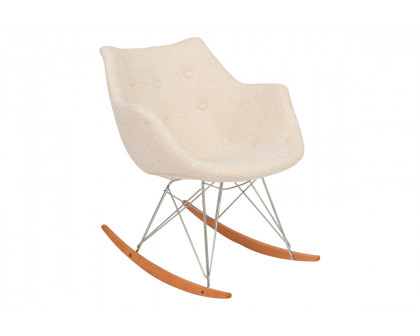 LeisureMod Willow Modern Petite Twill Fabric Eiffel Base Rocking Chair