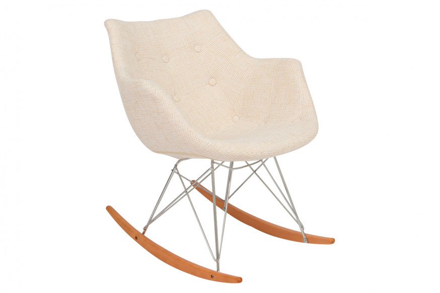 LeisureMod™ Willow Modern Petite Twill Fabric Eiffel Base Rocking Chair - Beige