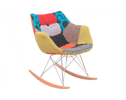 LeisureMod Willow Modern Petite Twill Fabric Eiffel Base Rocking Chair