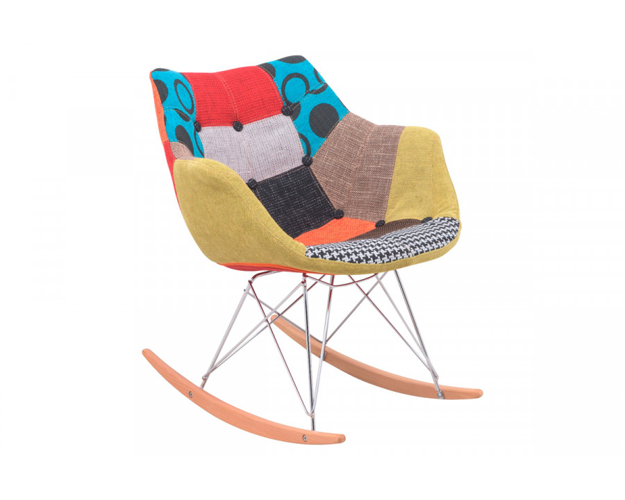 LeisureMod Willow Modern Petite Twill Fabric Eiffel Base Rocking Chair - Multi-Color