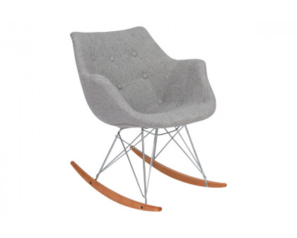 LeisureMod Willow Modern Petite Twill Fabric Eiffel Base Rocking Chair