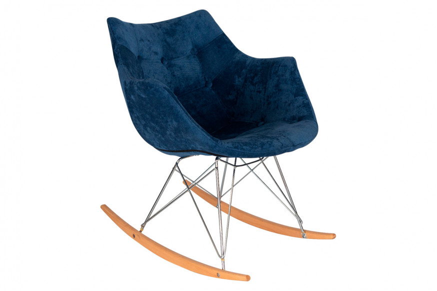 LeisureMod™ Willow Velvet Eiffel Base Rocking Chair - Navy Blue