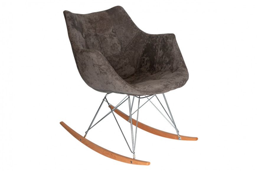 LeisureMod™ Willow Velvet Eiffel Base Rocking Chair - Cedar Brown