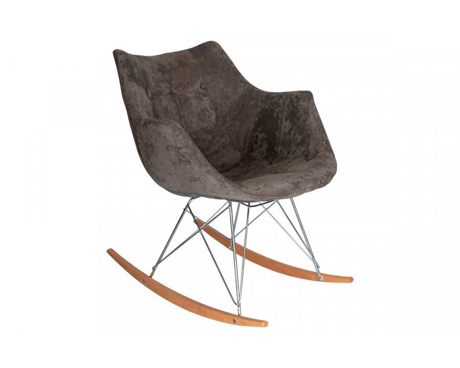 LeisureMod Willow Velvet Eiffel Base Rocking Chair - Cedar Brown