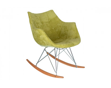 LeisureMod Willow Modern Petite Twill Fabric Eiffel Base Rocking Chair