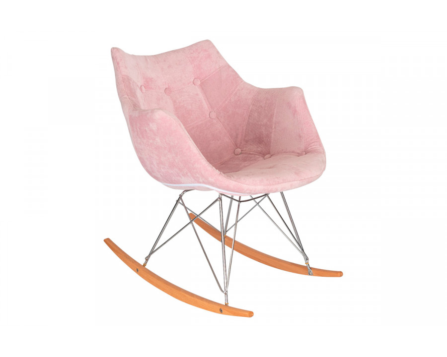 LeisureMod Willow Velvet Eiffel Base Rocking Chair - Pink