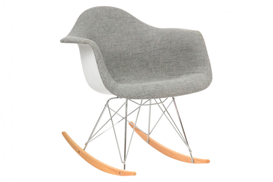 LeisureMod™ Wilson Modern Twill Fabric Eiffel Base Rocking Chair - Gray