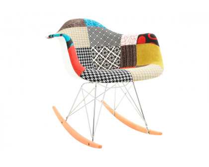 LeisureMod Wilson Modern Twill Fabric Eiffel Base Rocking Chair