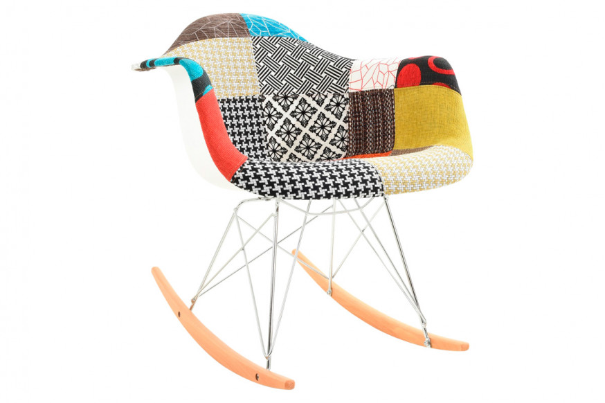 LeisureMod™ Wilson Modern Twill Fabric Eiffel Base Rocking Chair - Multi