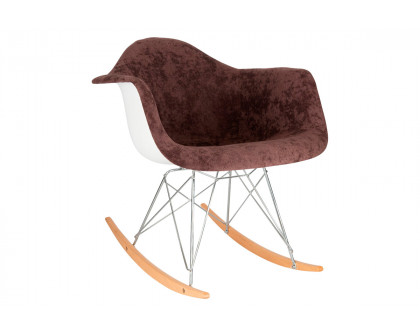 LeisureMod Wilson Modern Twill Fabric Eiffel Base Rocking Chair