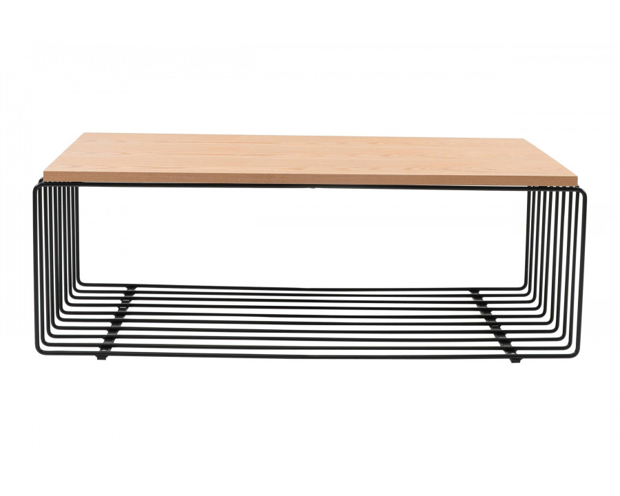 LeisureMod Walden Rectangular Coffee Table Powder Coated Steel Frame - Black