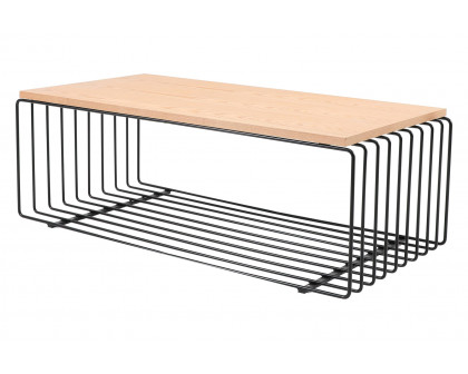 LeisureMod Walden Rectangular Coffee Table Powder Coated Steel Frame - Black