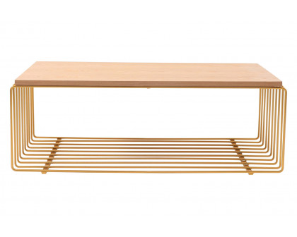 LeisureMod Walden Rectangular Coffee Table Powder Coated Steel Frame