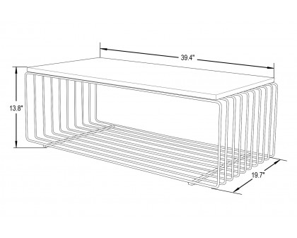 LeisureMod Walden Rectangular Coffee Table Powder Coated Steel Frame - Gold