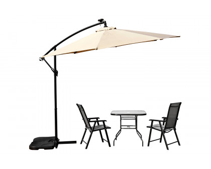 LeisureMod Willry Modern Outdoor 10 Ft Offset Cantilever Hanging Patio Umbrella with Solar Powered Led - Beige