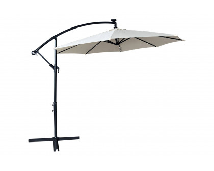 LeisureMod Willry Modern Outdoor 10 Ft Offset Cantilever Hanging Patio Umbrella with Solar Powered Led - Cream