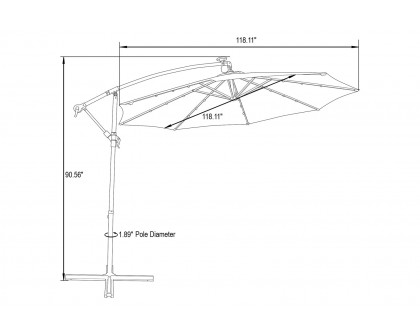 LeisureMod Willry Modern Outdoor 10 Ft Offset Cantilever Hanging Patio Umbrella with Solar Powered Led - Cream