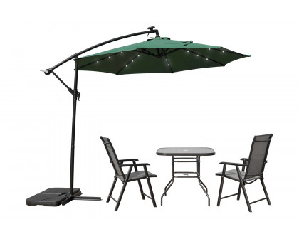 LeisureMod Willry Modern Outdoor 10 Ft Offset Cantilever Hanging Patio Umbrella with Solar Powered Led - Green